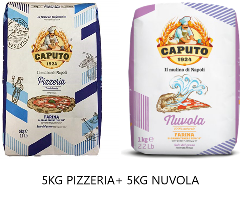 Farina Caputo Pizzeria 5x1 KG + 5 x 1 KG Nuvola Pizza soffice con  alveolatura